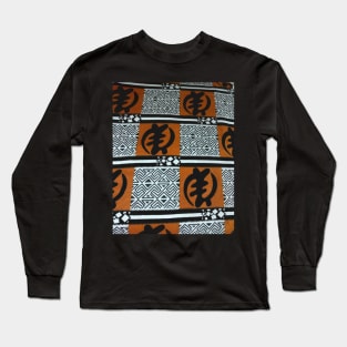 African Print Fabric Ghanaian Gye Nyame Symbol Long Sleeve T-Shirt